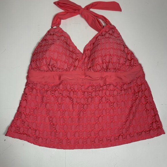 Catalina 2pc Pink Women Bathing Suit Tankini Set Halter Tie Neck Sz 2X 18W-20W - Picture 2 of 11